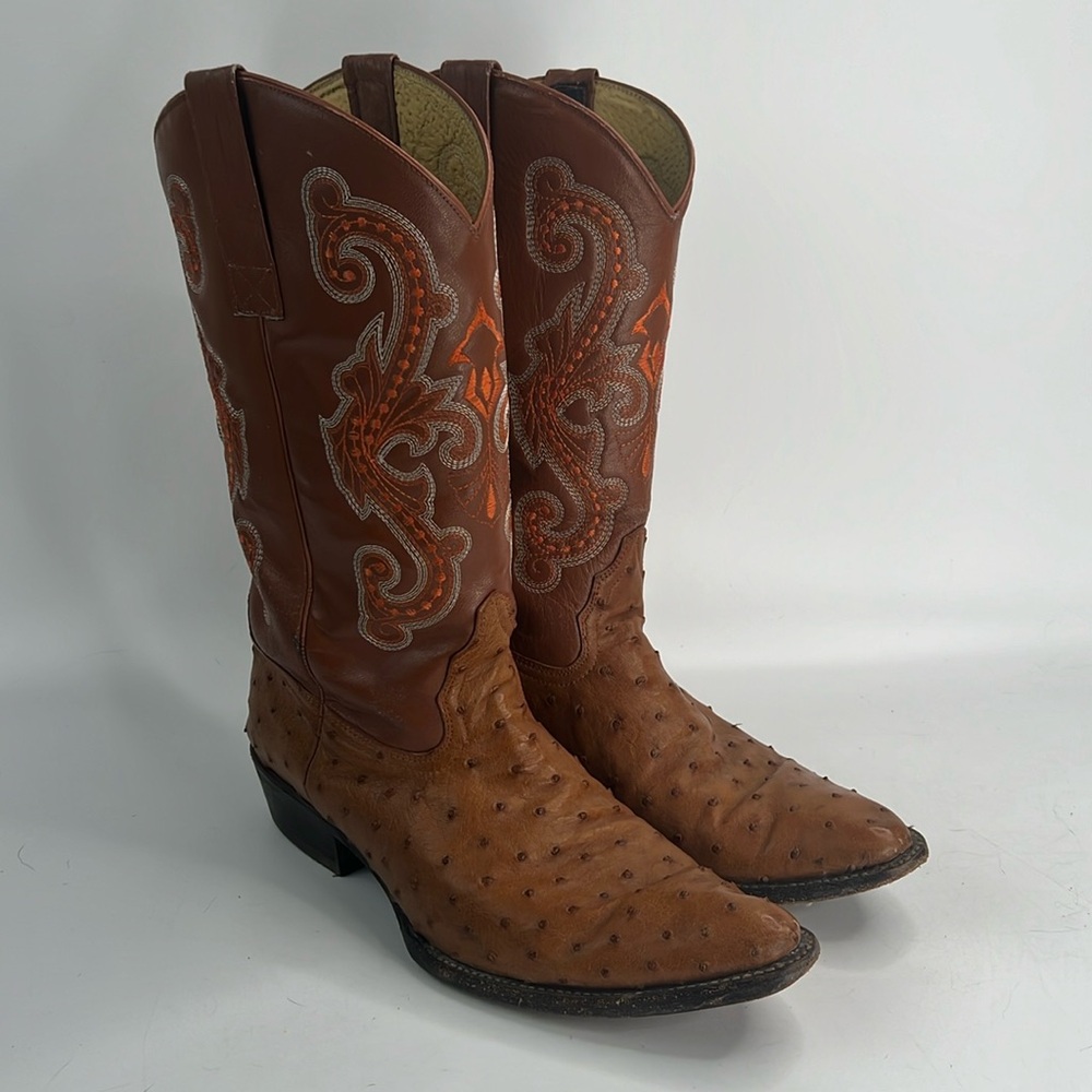 Mens Genuine Ostrich Leather Western boots size 11.5 EE